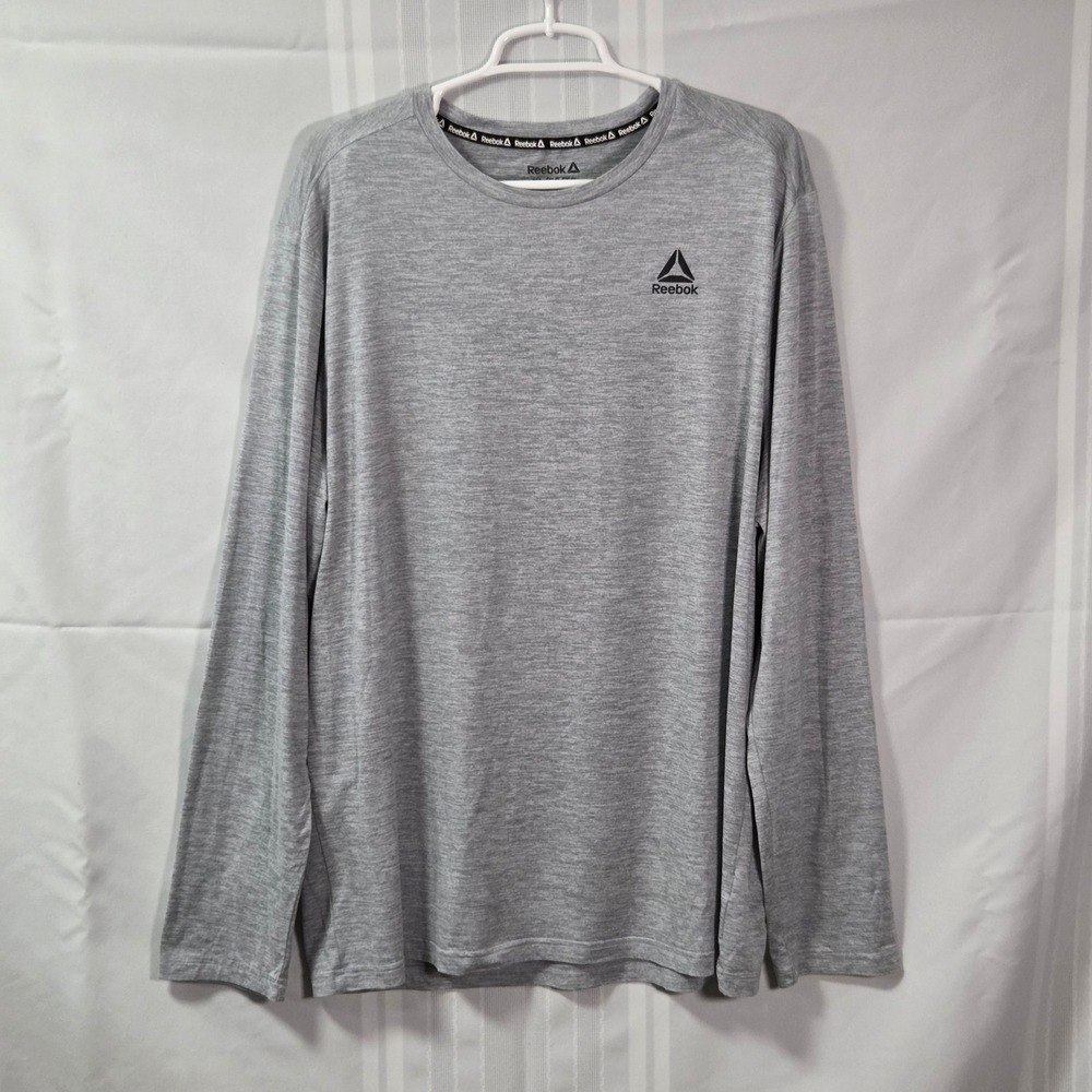 Reebok Long Sleeve Shirt Mens XL Gray REM243TL14 Performance Active Crew Neck